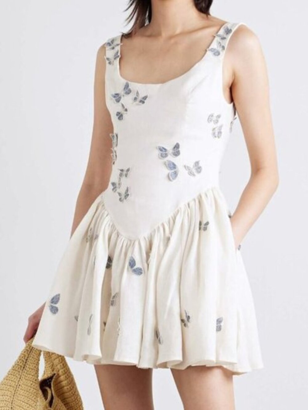 Agua by Agua Bendita Pluma Lymanopoda appliqué linen corset dress